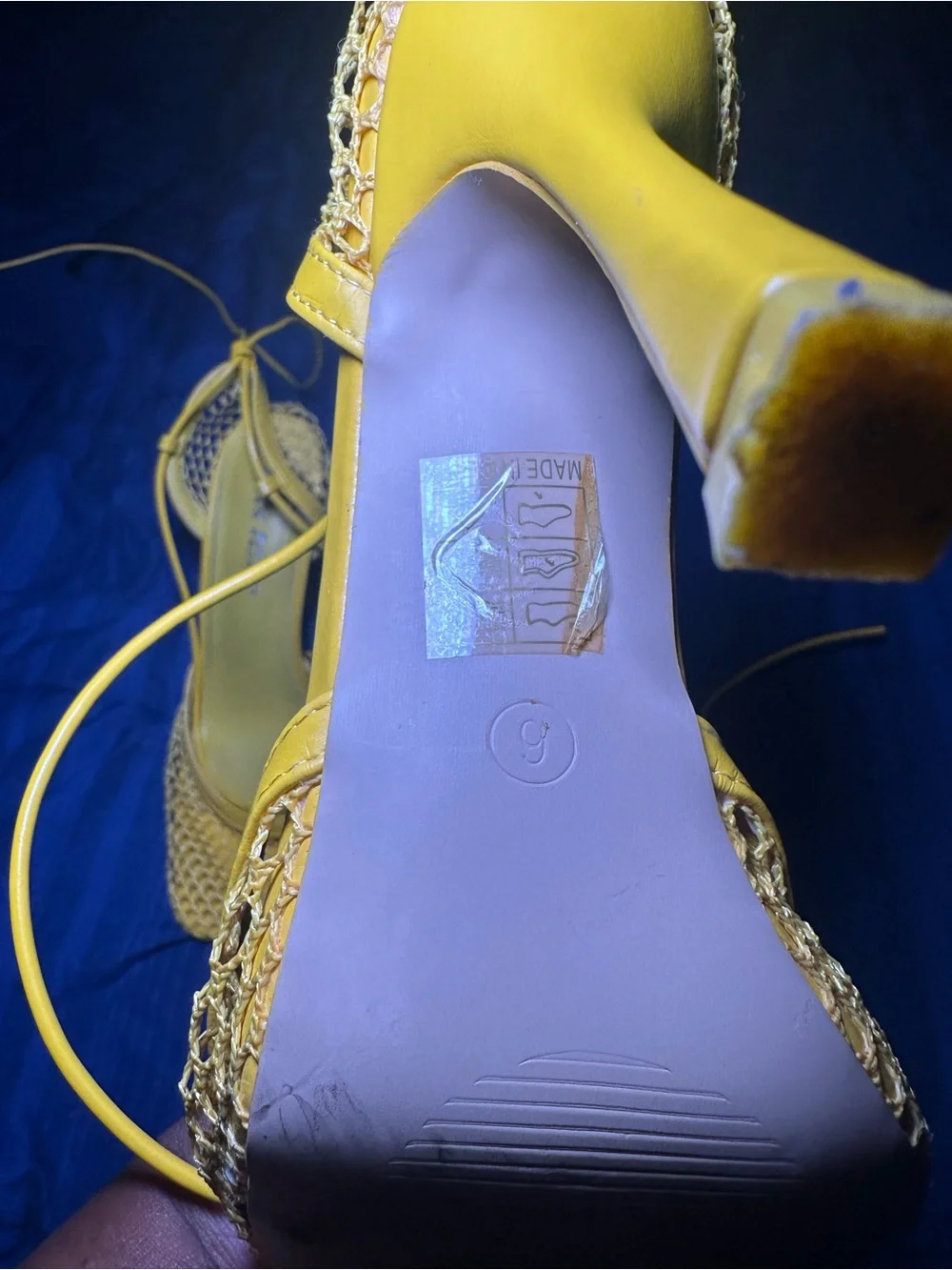 Public Desire Yellow Lace-Up Mesh Heeled Sandals